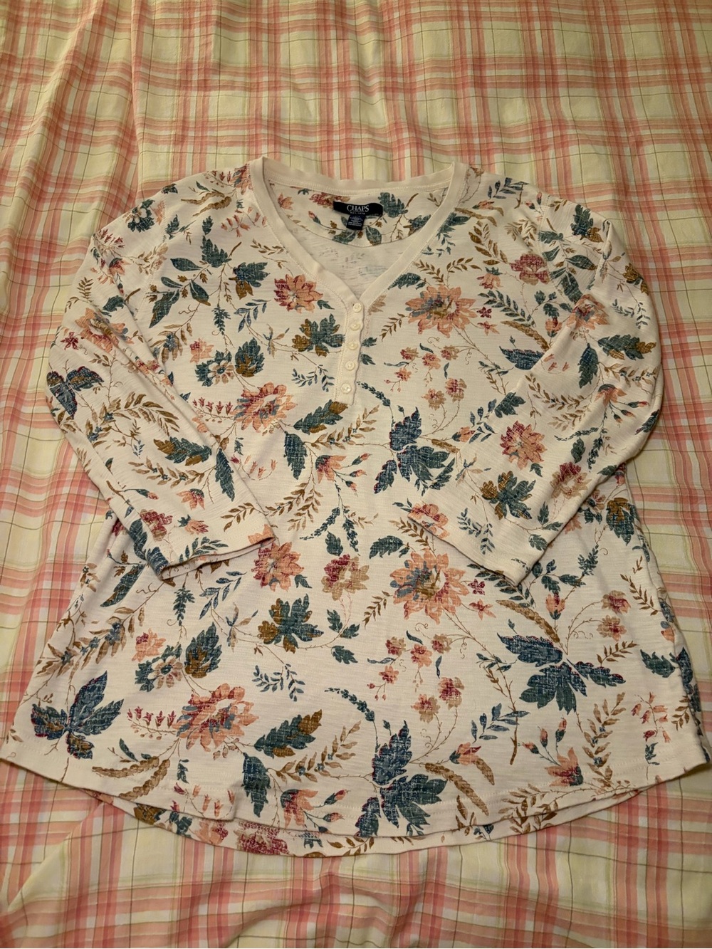 Chaps Floral 3/4 Sleeve Blouse